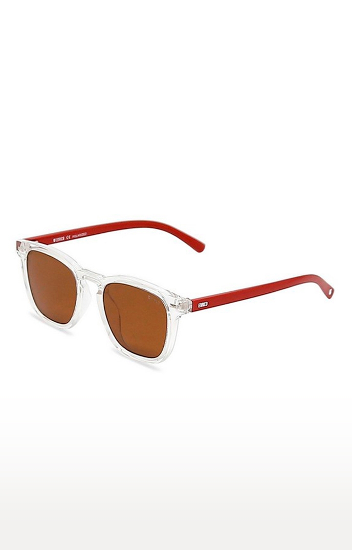 ENRICO | Enrico Amanzi Uv Protected Wayfarer Shape Unisex Sunglasses ( Lens - Orange | Frame - Transparent / Brown)