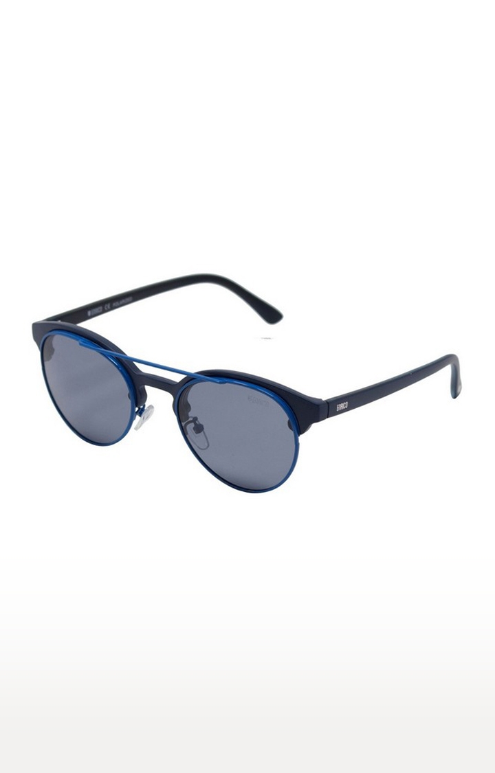 ENRICO | Enrico Pompom Uv Protected Round Unisex Sunglasses ( Lens - Blue | Frame - Black)