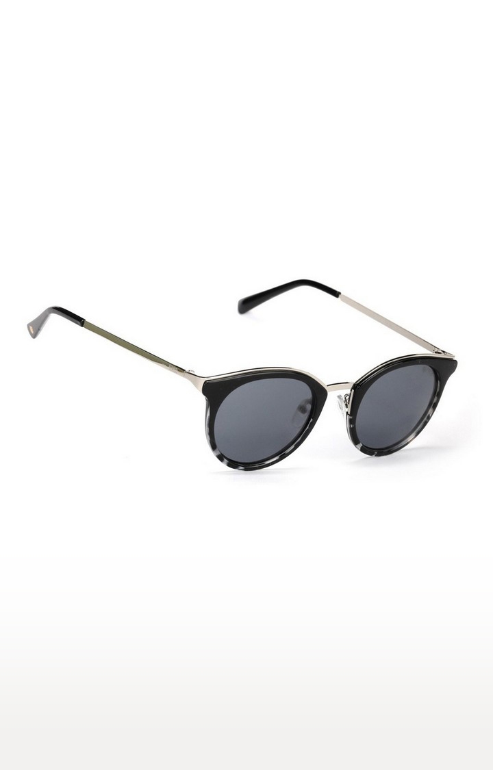 ENRICO | Enrico Zinnia Uv Protected Round Sunglasses For Women ( Lens - Blue | Frame - Black )