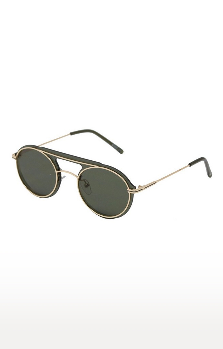 ENRICO | Enrico Stargazer Uv Protected Round Unisex Sunglasses ( Lens - Green | Frame - Gold-Toned)