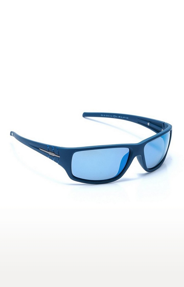 ENRICO | ENRICO Men Bikey Blue Lens Rectangle Wrap around Sports Sunglasses