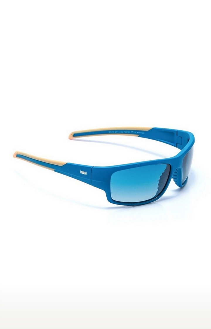 ENRICO | ENRICO Unisex Runners Blue Lens Rectangle Wrap around Sports Sunglasses