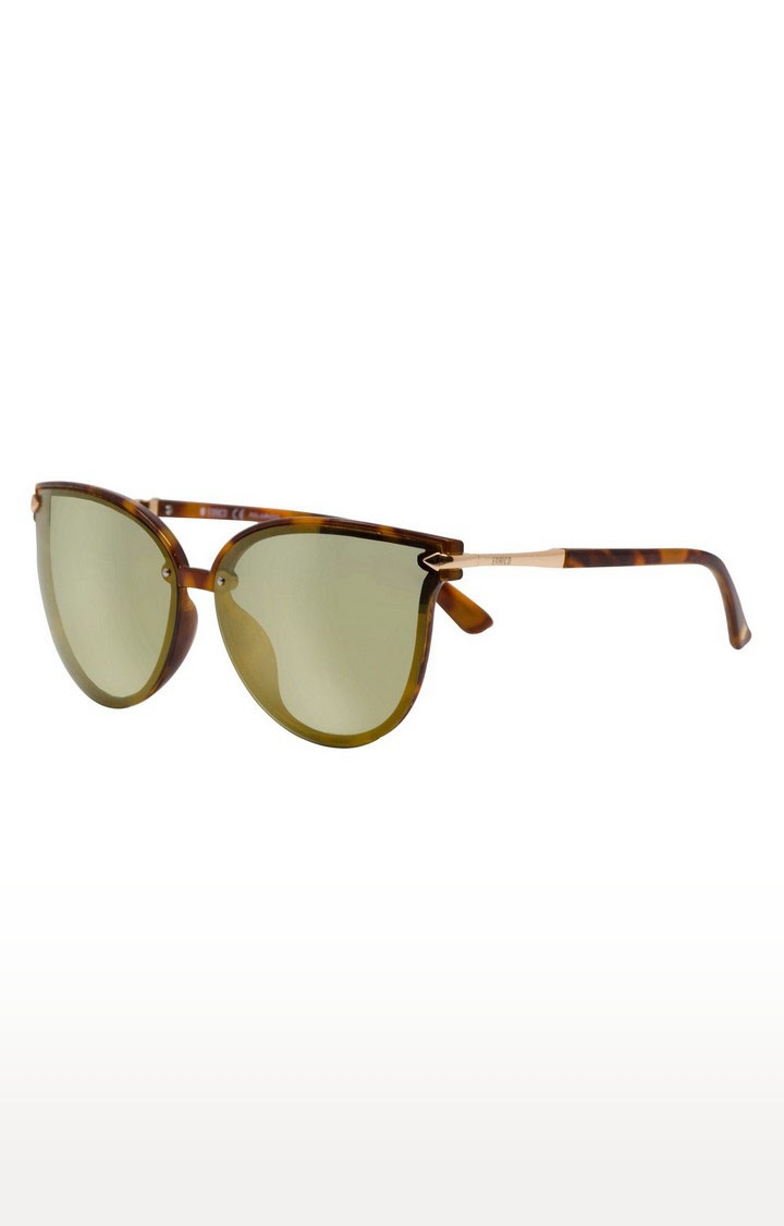 ENRICO | Enrico Belatrix Style Polycarbonate Uv Protected Cateye Sunglasses For Women ( Lens - Green | Frame - Brown)