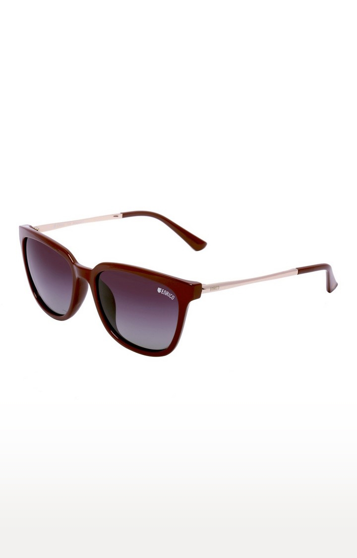 ENRICO | Enrico Honey Dew Polycarbonate Uv Protected Wayfarer Shape Sunglasses For Women ( Lens - Purple | Frame - Brown)