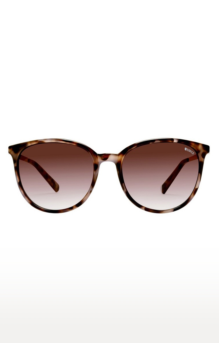 ENRICO | Enrico Dates Uv Protected Round Shape Sunglasses For Women ( Lens - Mirrored | Frame - Brown)