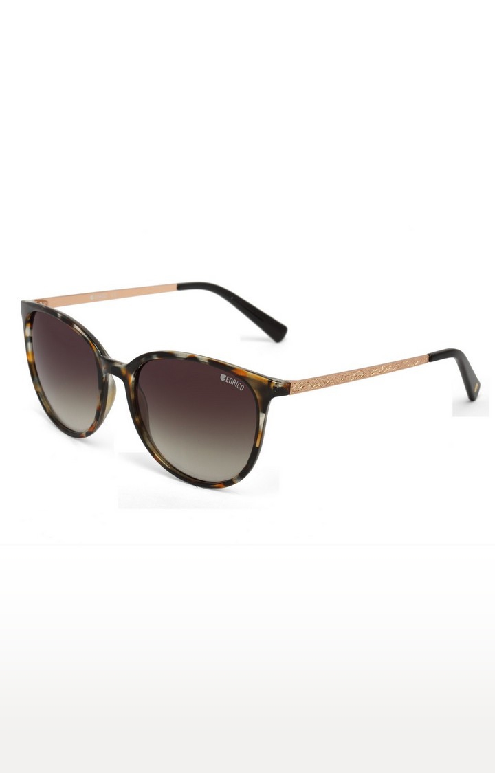 ENRICO | Enrico Dates Uv Protected Round Shape Sunglasses For Women ( Lens - Brown | Frame - Black)