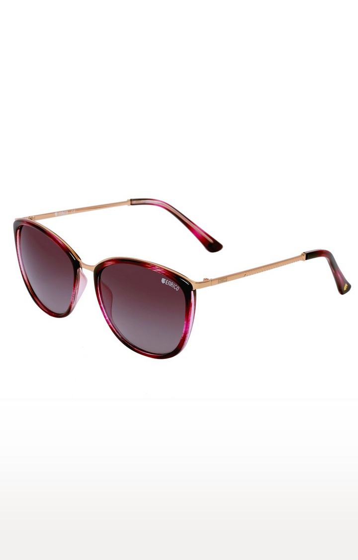 ENRICO | Enrico Saffron Polycarbonate Uv Protected Cateye Shape Sunglasses For Women ( Lens - Purple | Frame - Pink)