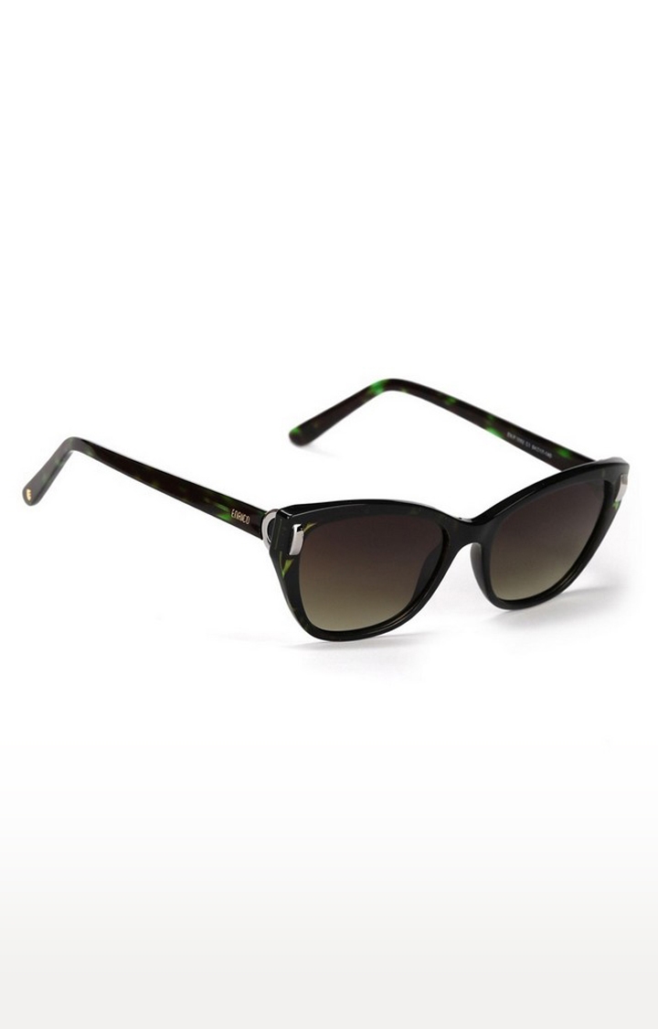 ENRICO | Enrico Dahlia Uv Protected Cateye Sunglasses For Women ( Lens - Brown | Frame - Green )