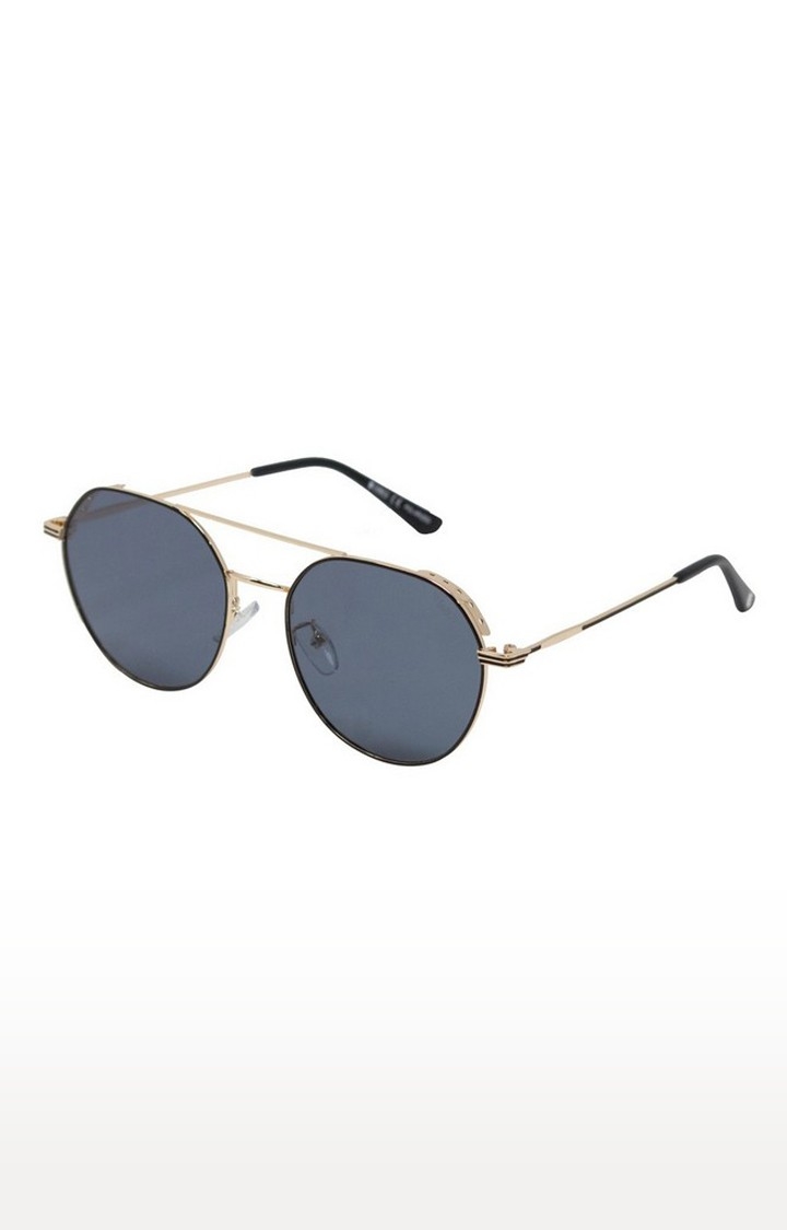 ENRICO | Enrico Gatsby Uv Protected & Polarized Round Shape Unisex Sunglasses ( Lens - Blue | Frame - Gold)