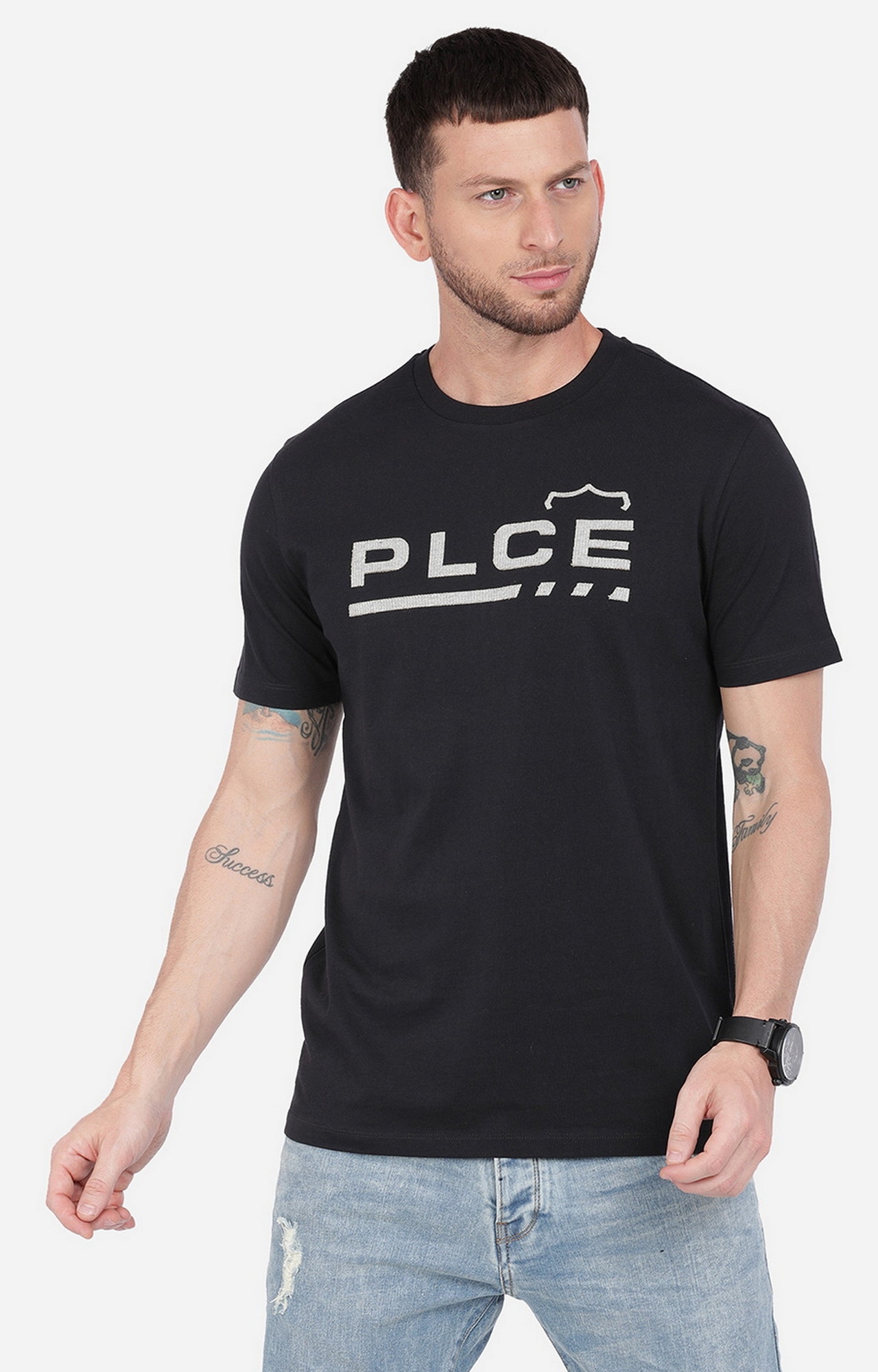 883 Police | Black Printed Applica T-Shirt