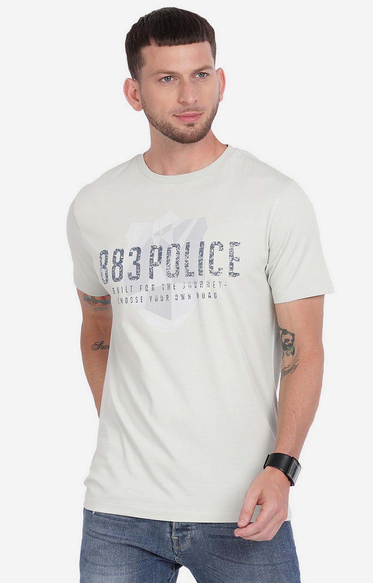 883 Police | Grey Printed Tonal T-Shirt