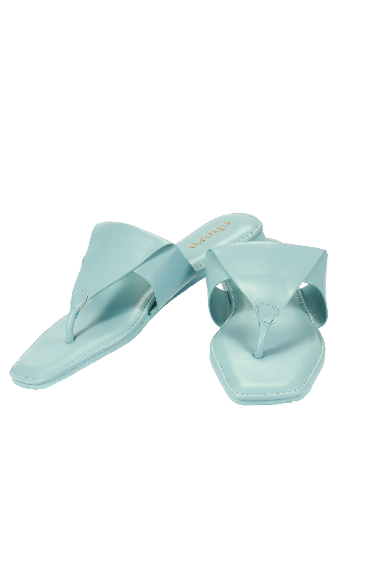 Chere |  Women Pastel Blue Solid Triangle Design Open Toe Flats