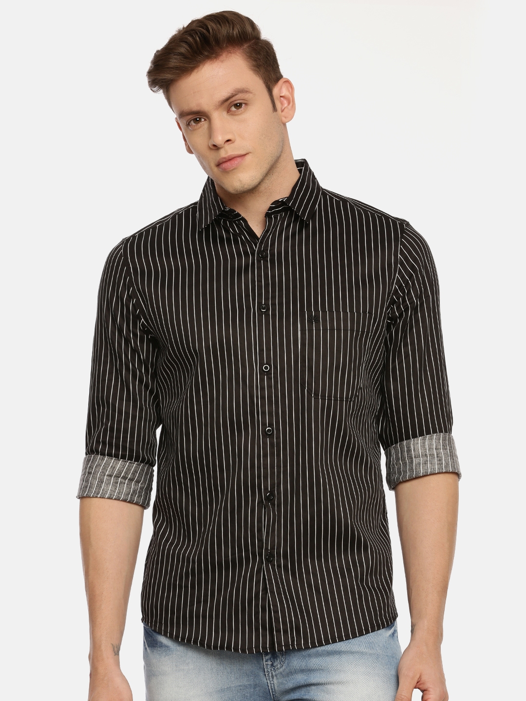Chennis | Black Striped Casual Shirts