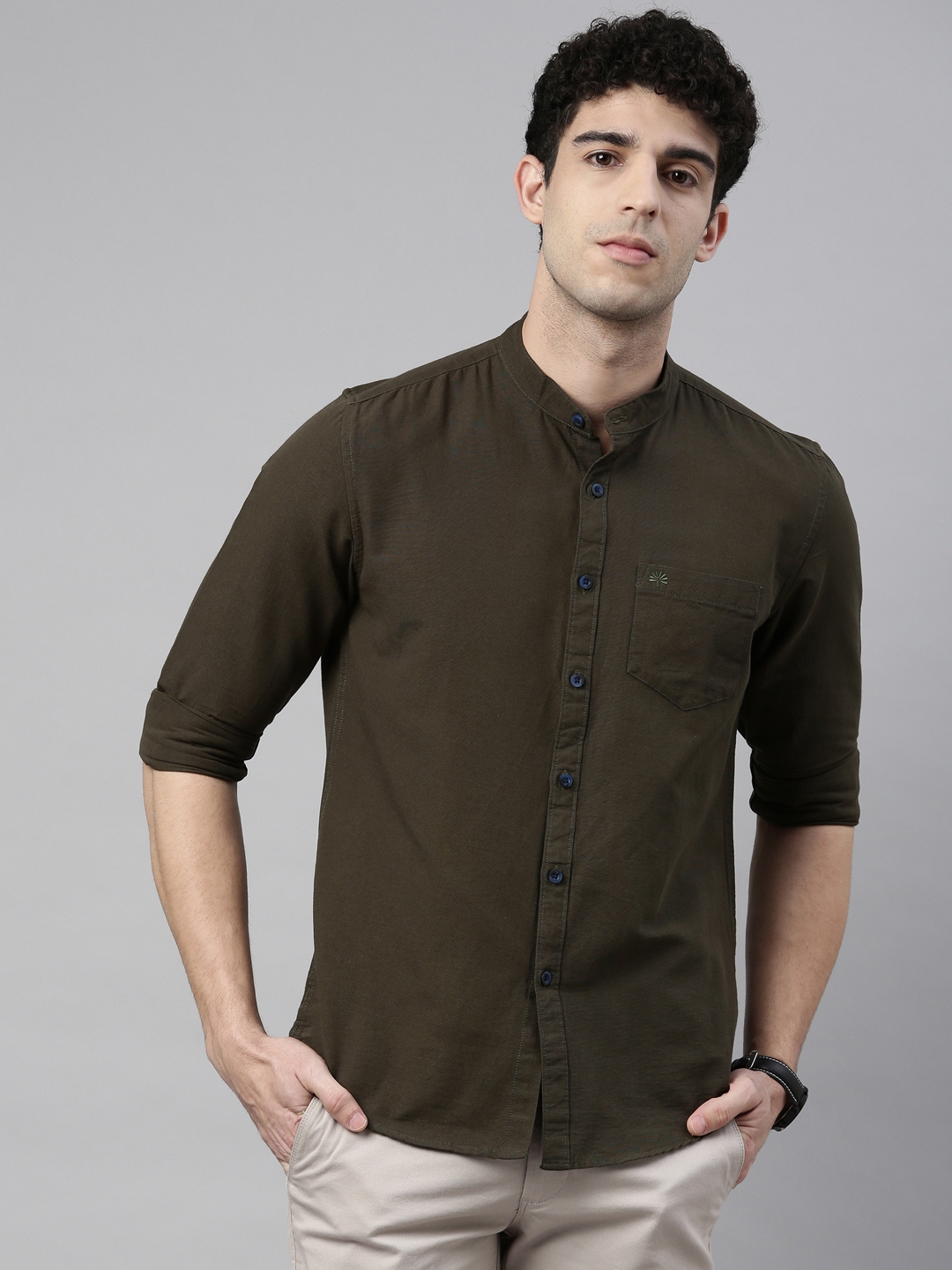 Chennis | Chennis Mens 100% Cotton Solid Chest Pocket Casual Shirt