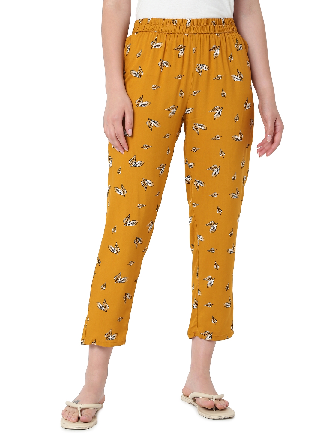 Smarty Pants | Smarty Pants women's cotton mustard color floral print pajama. 