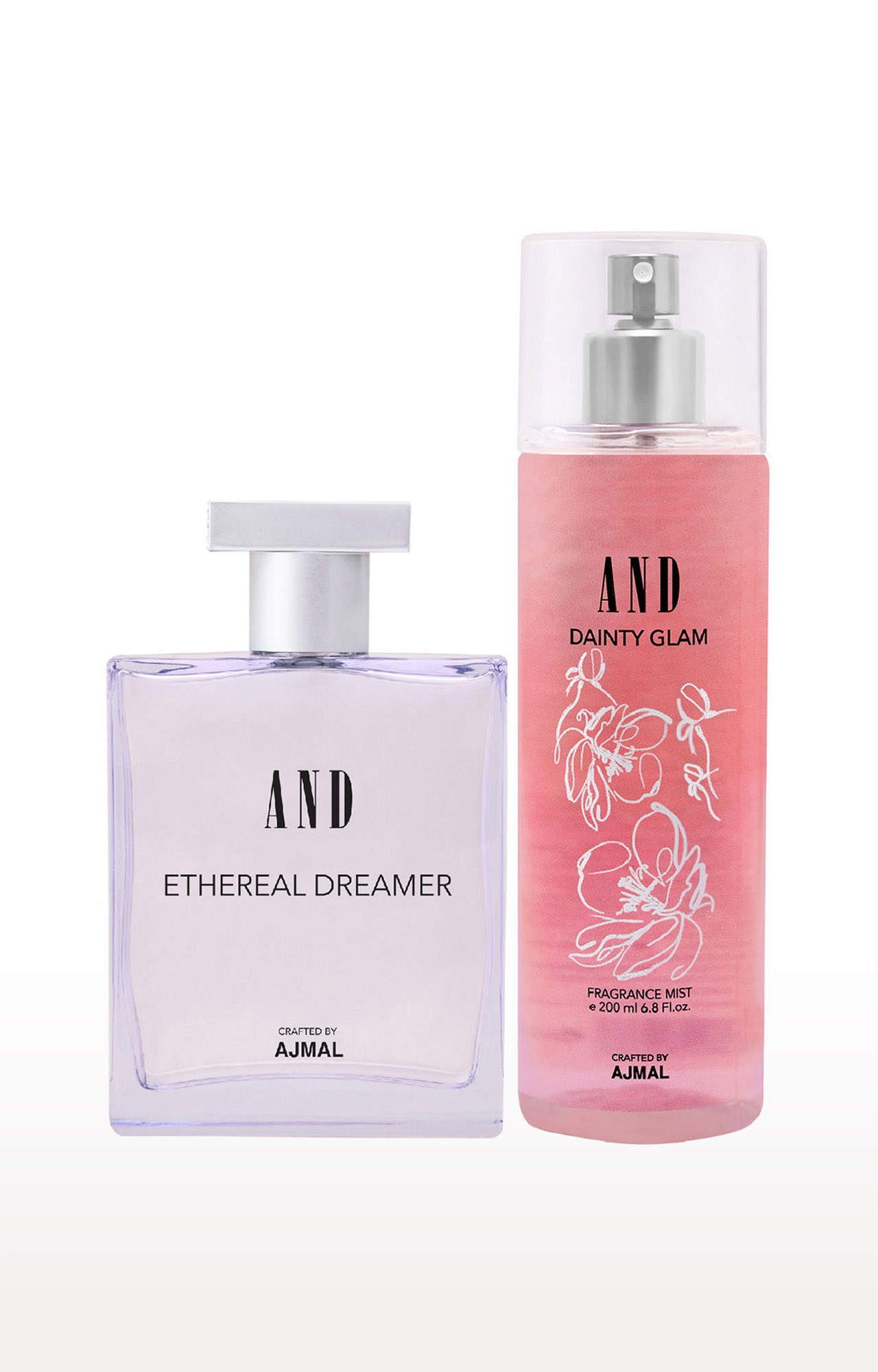 AND Crafted By Ajmal | AND Ethereal Dreamer EDP 100ML & Dainty Glam Body Mist 200ML Pack of 2 for Women Crafted by Ajmal + 2 Parfum Testers