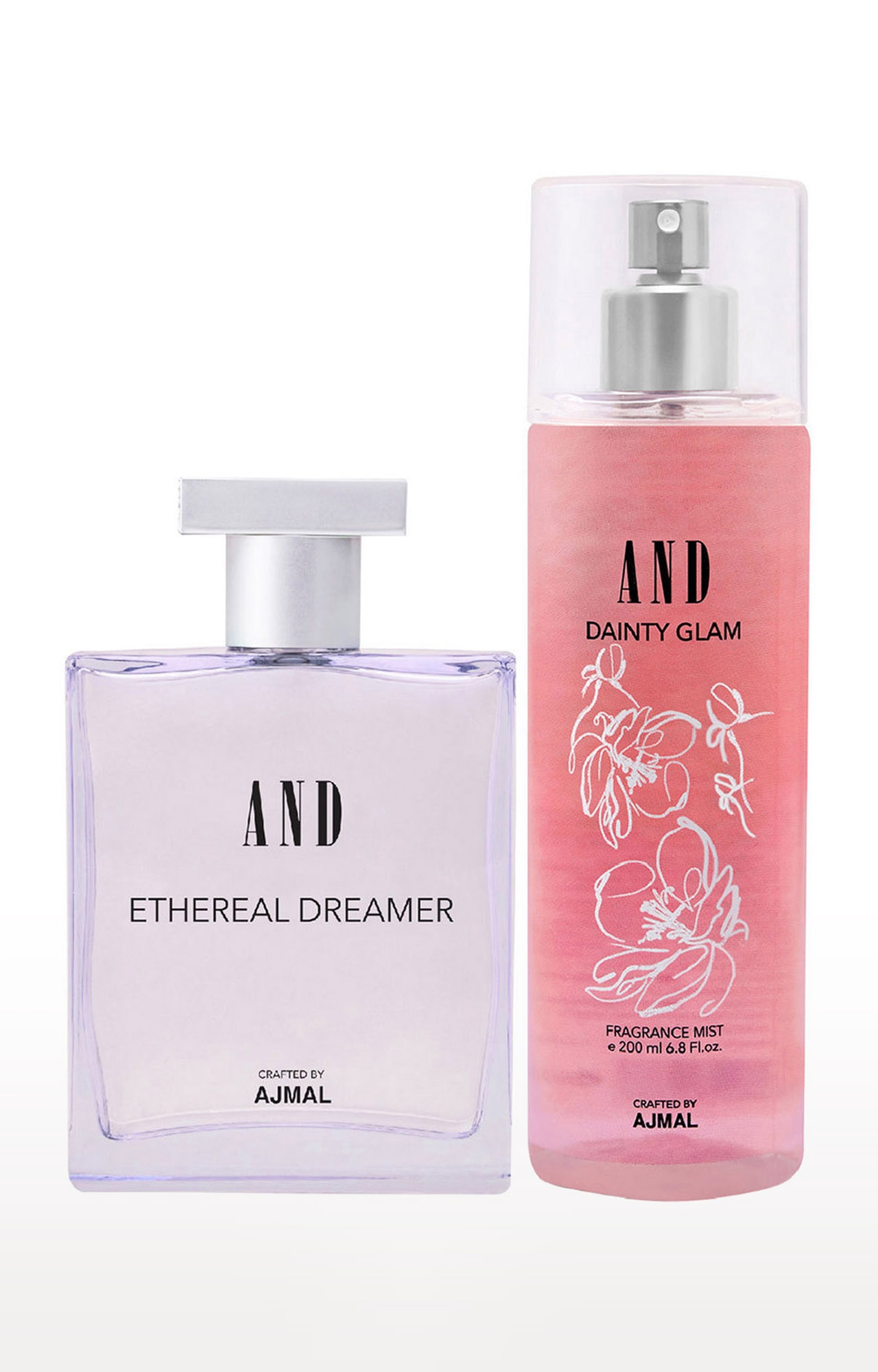 AND Ethereal Dreamer Eau De Parfum 100ML & Dainty Glam Body Mist 200ML Pack of 2 for Women Crafted by Ajmal 
