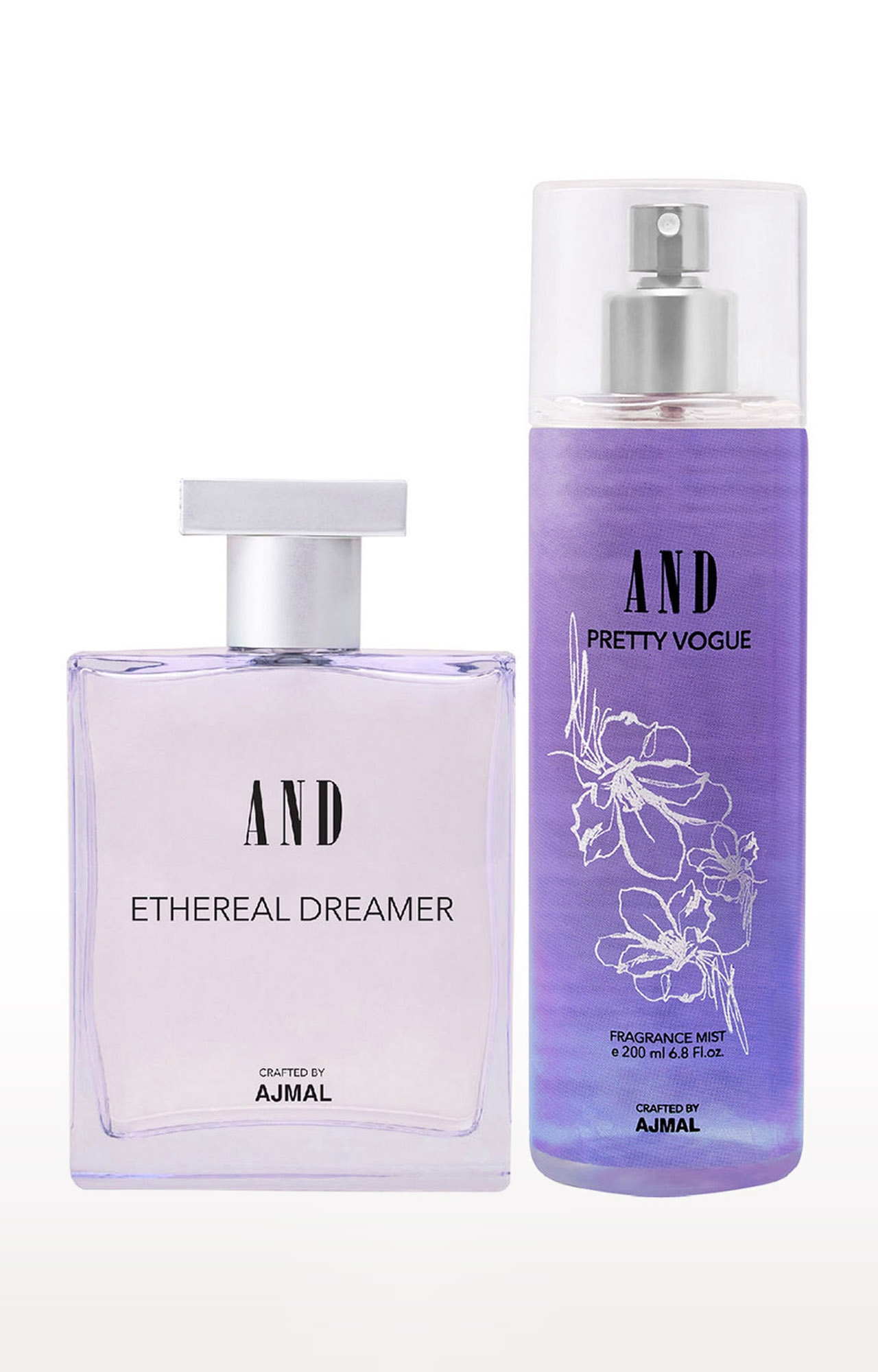 AND Crafted By Ajmal | AND Ethereal Dreamer Eau De Parfum 100ML & Pretty Vogue Body Mist 200ML Pack of 2 for Women Crafted by Ajmal 