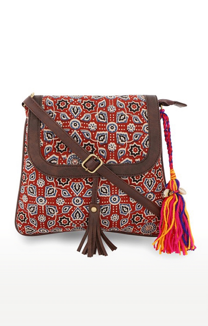 Vivinkaa | Vivinkaa Red Ethnic Printed Sling Bag