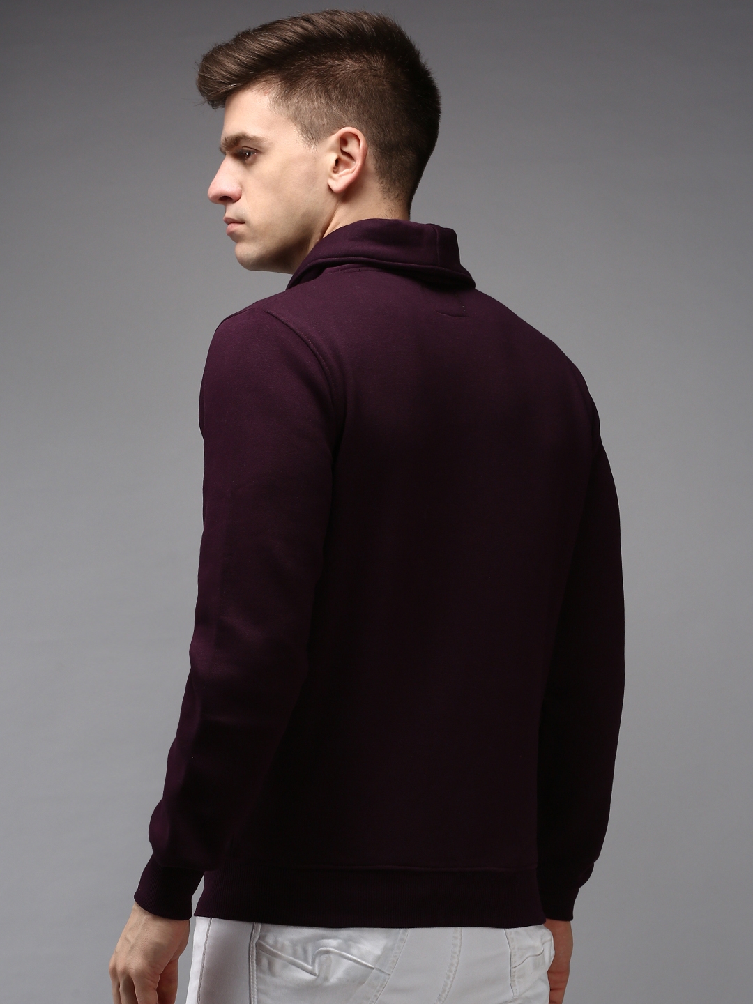 Men's Purple Cotton Solid Sweatshirts