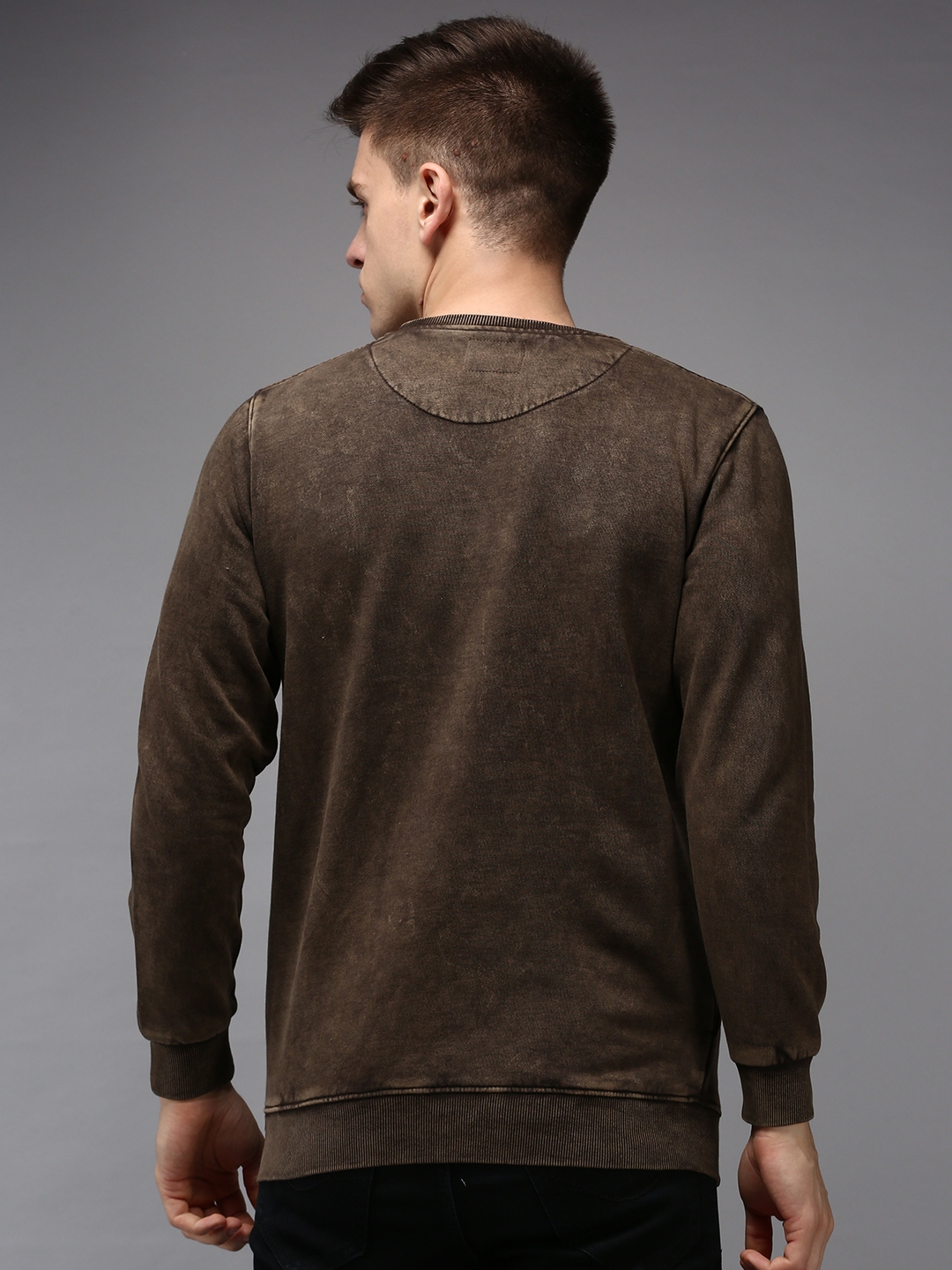 Men's Brown Cotton Solid Sweatshirts