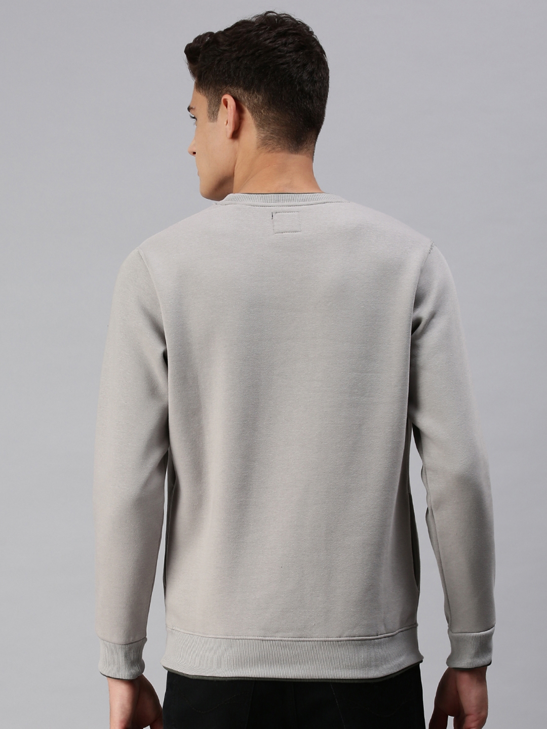 Men's Grey Cotton Solid Sweatshirts