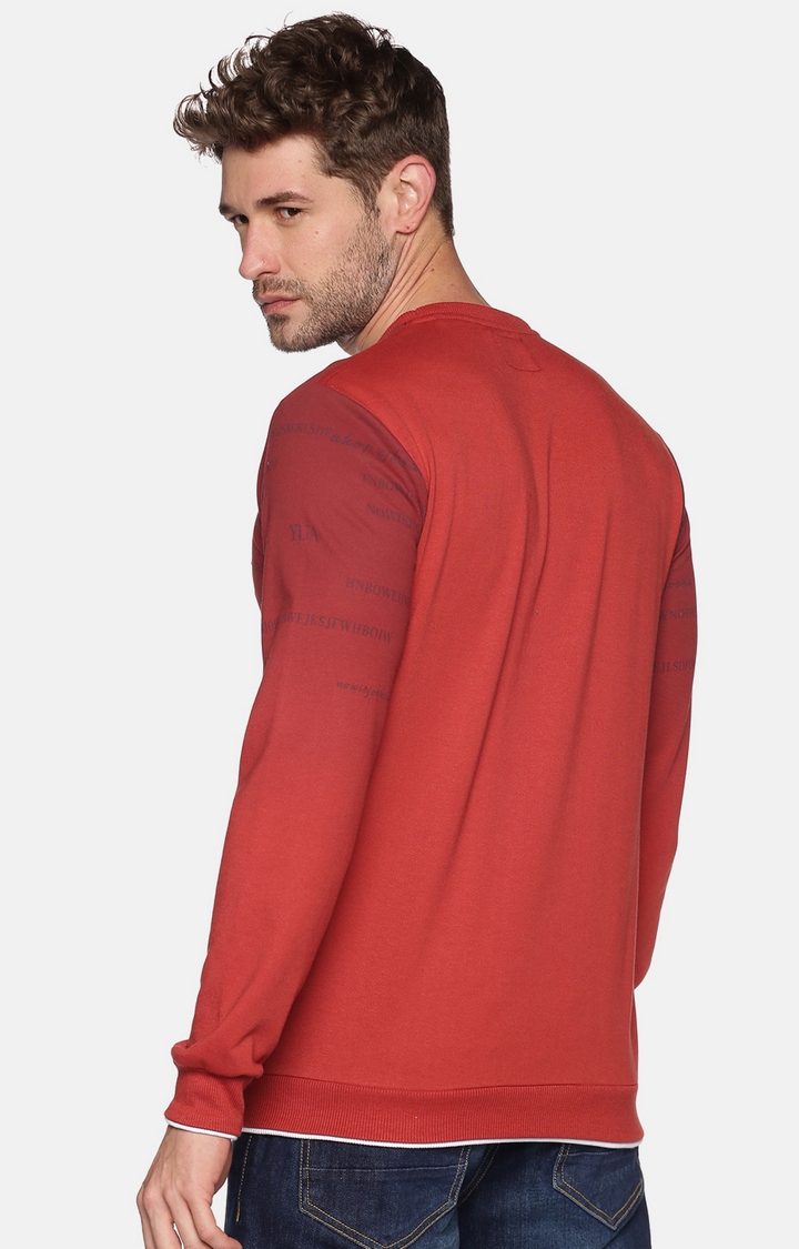 Men's Red Cotton Printed Sweatshirts