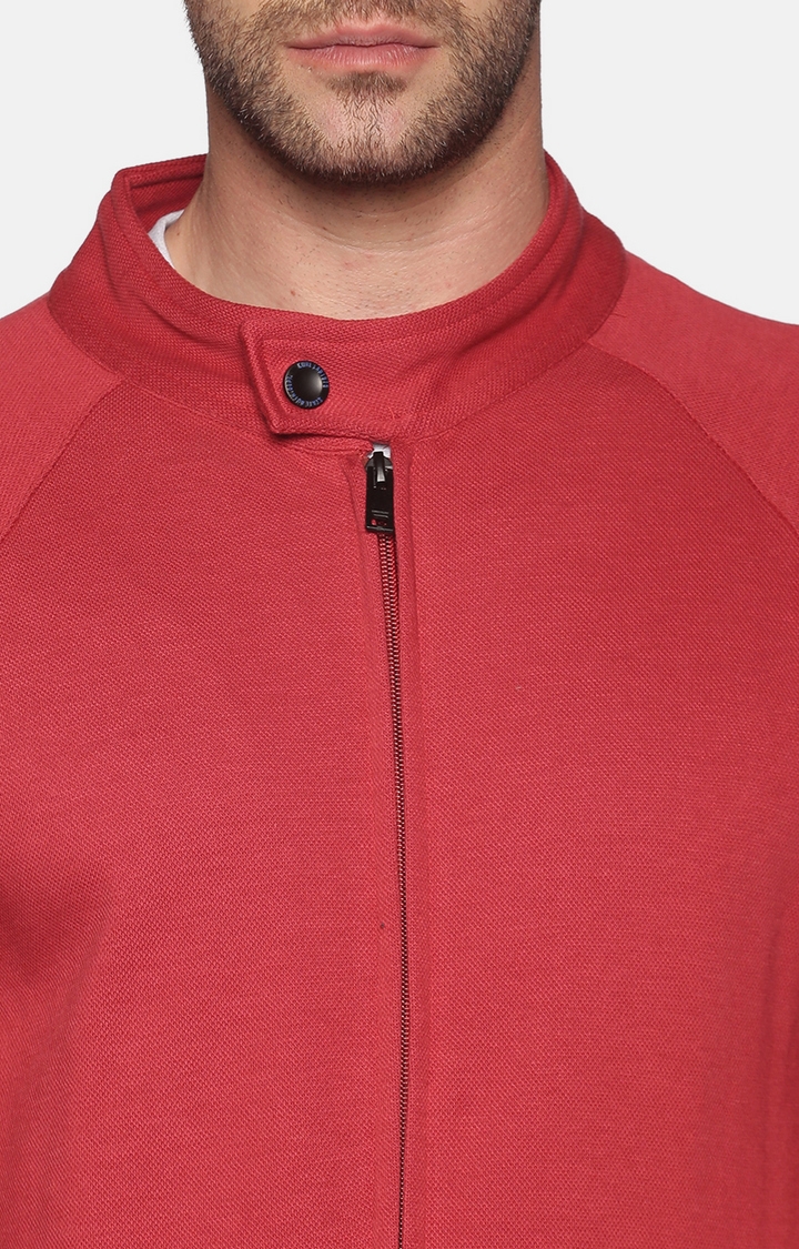 Men's Red Cotton Solid Sweatshirts