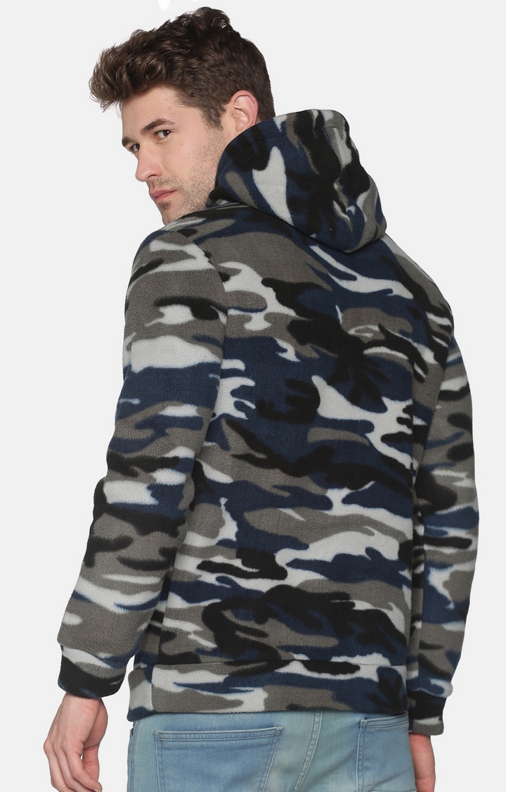 Men's Blue Fur Camouflage Hoodies