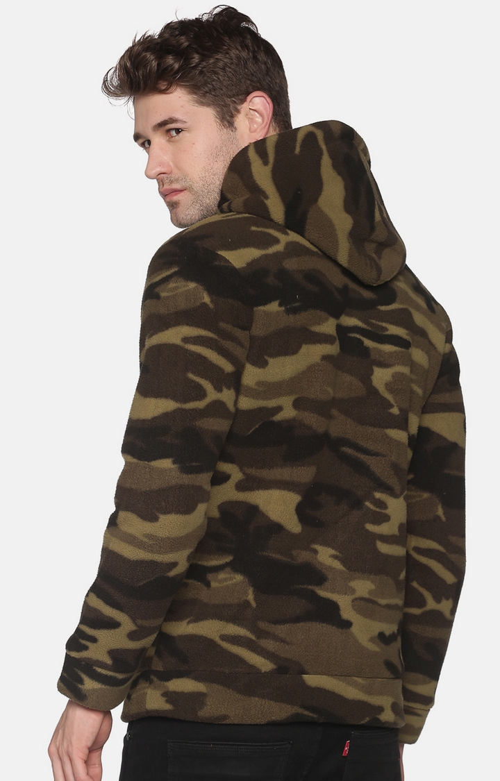 Men's Green Fur Camouflage Hoodies