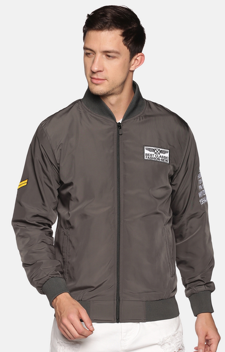 Showoff Men's Casual Grey Solid Jacket