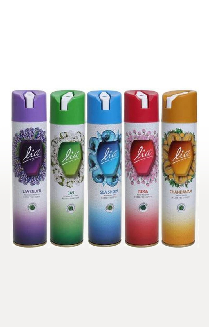 Lia Room & Car Freshener | Lia Room Freshener Lavender, Jasmine, Sea Shore, Rose, Chandanam Spray  (5*160g)