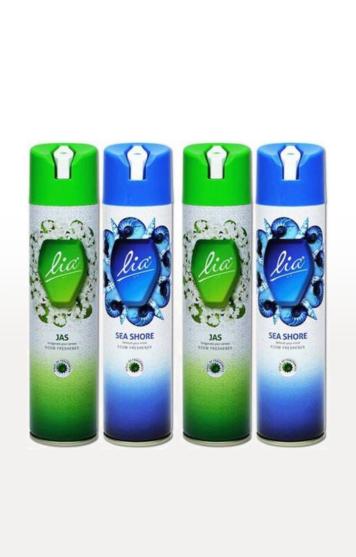 Lia Room & Car Freshener | Lia 2 Jasmine 2 Sea Shore Spray  (4*160g)