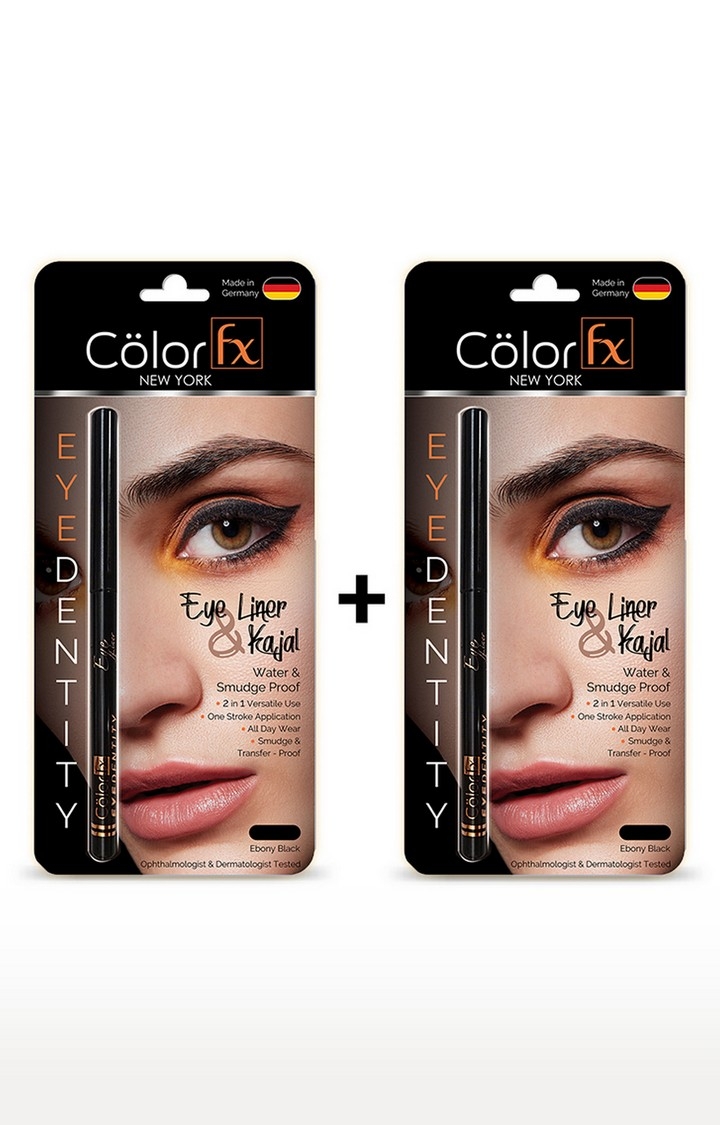 Color Fx | Color Fx Premium Kajal & Eyeliner in Jet Black Combo, Set of 2, Smudge Proof & Water Proof and Long Lasting
