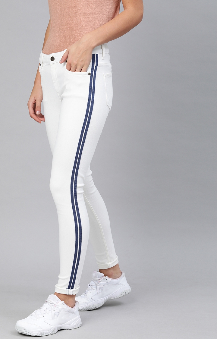 Enviously Young Mid Rise White Jeans with Sidetape