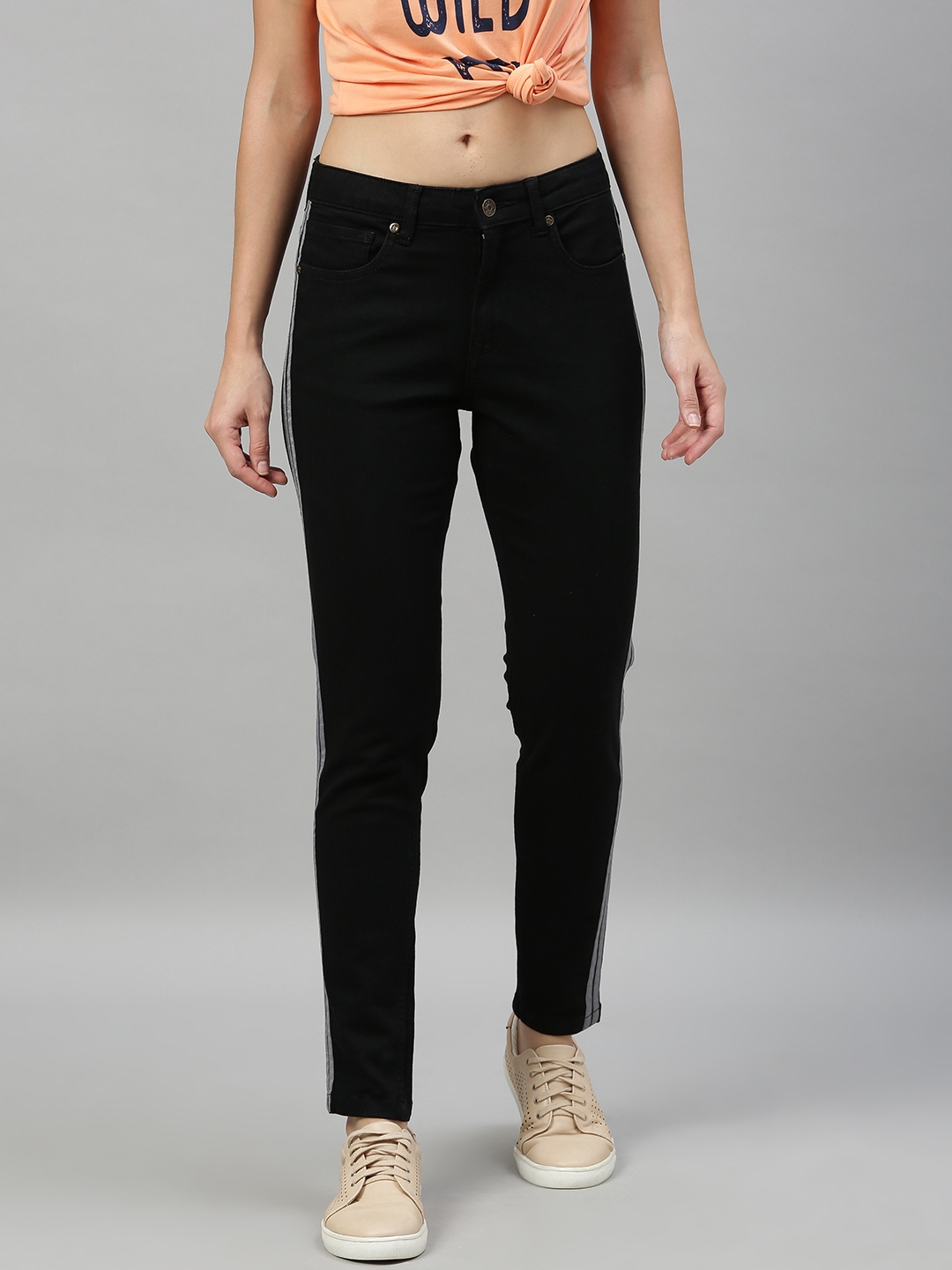 Enviously Young | Enviously Young Mid Rise Black Jeans with Sidetape