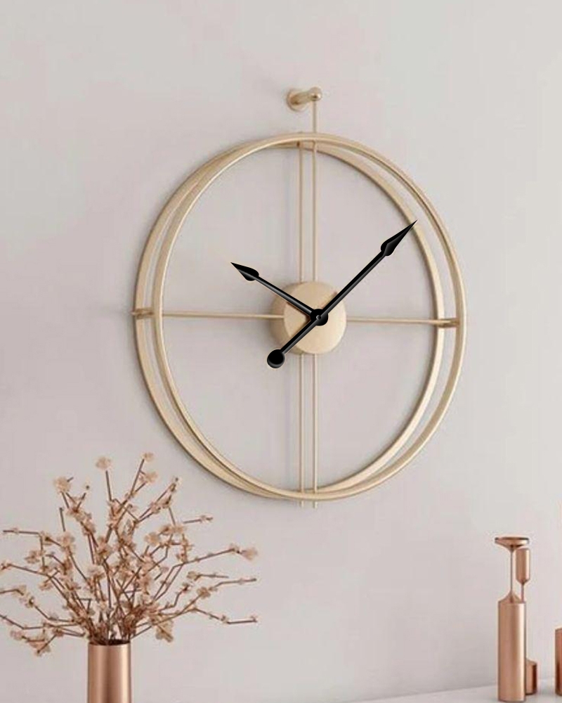 Order Happiness | Order Happiness Gold Colour Iron Double Rim Wall Clock For Home Decor, Office, Living Room & Bedroom 2