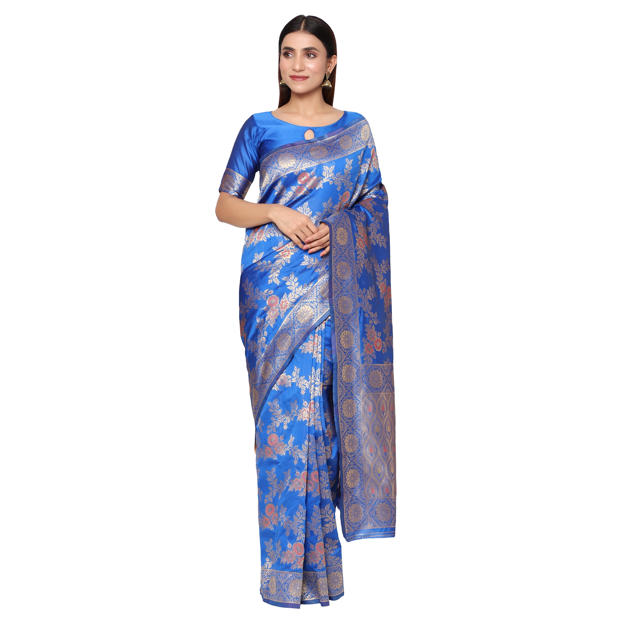Glemora Blue Designer Ethnic Wear Silk Blend Banarasi Traditional Saree