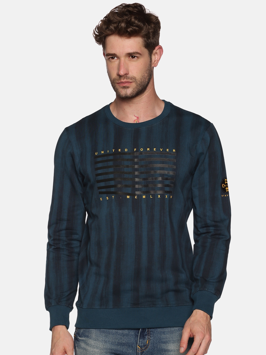 Showoff | Show-Off Men'S Cotton Casual Blue Sweatshirt
