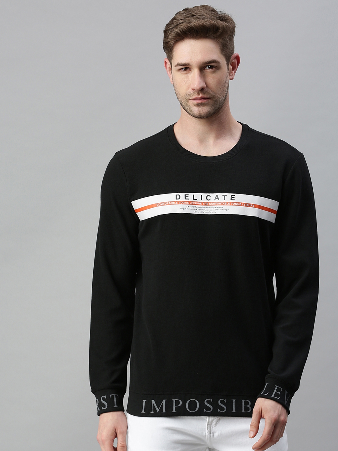 Showoff | Showoff Men's Cotton Casual Black Printed Sweatshirt