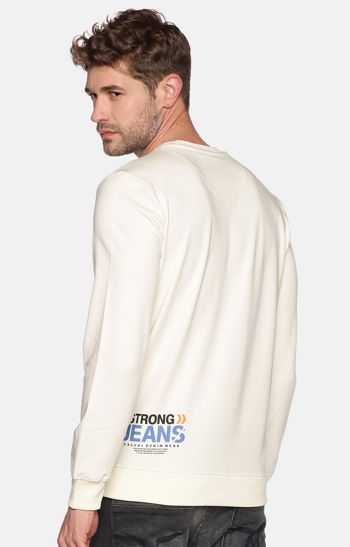 Men's White Cotton Printed Sweatshirts