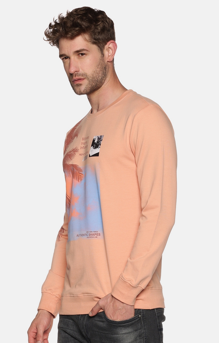 Men's Pink Cotton Printed Sweatshirts