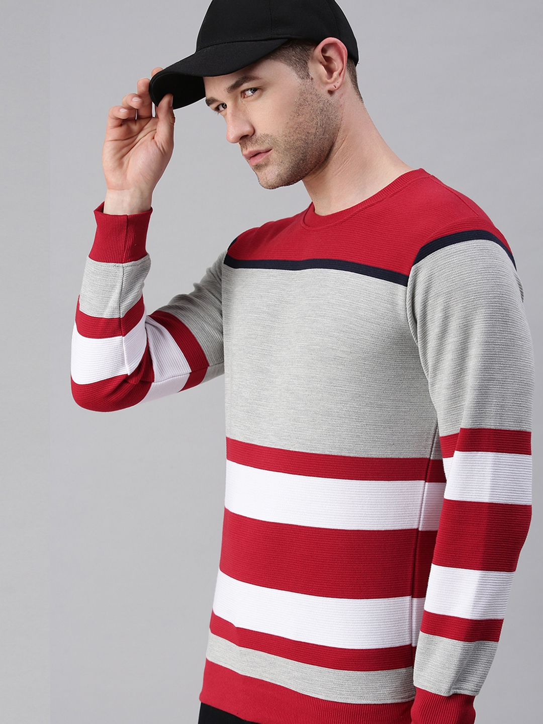 Showoff | Showoff Men's Cotton Casual Multi-Coloured Colourblock Sweatshirt