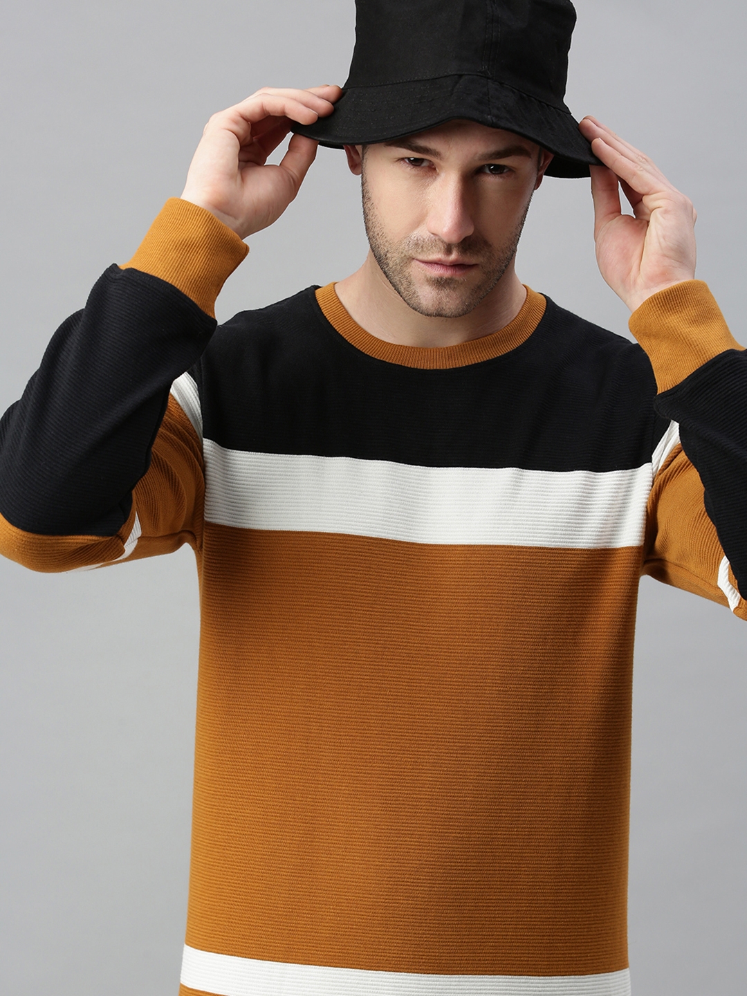 Showoff | Showoff Men's Cotton Casual Multi-Coloured Colourblock Sweatshirt
