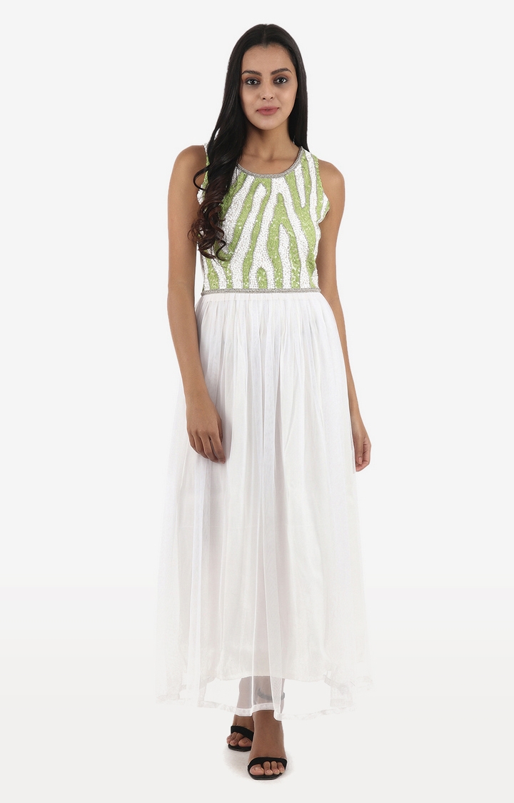 DIWAAH | Diwaah White Embellished Maxi Dress
