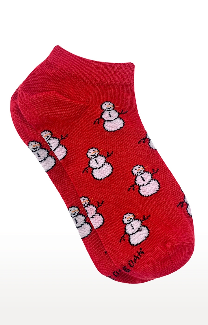 Mint & Oak Ms Frosty Red Ankle Length Socks for Women