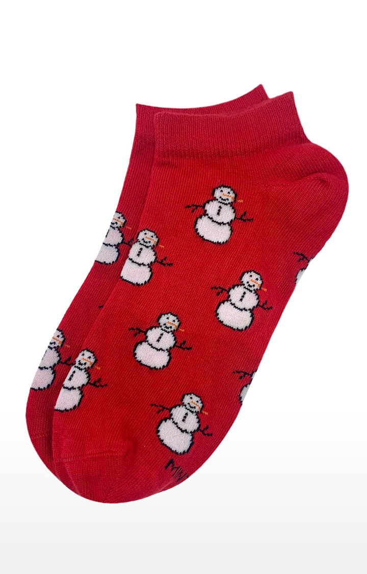 Mint & Oak Ms Frosty Red Ankle Length Socks for Women