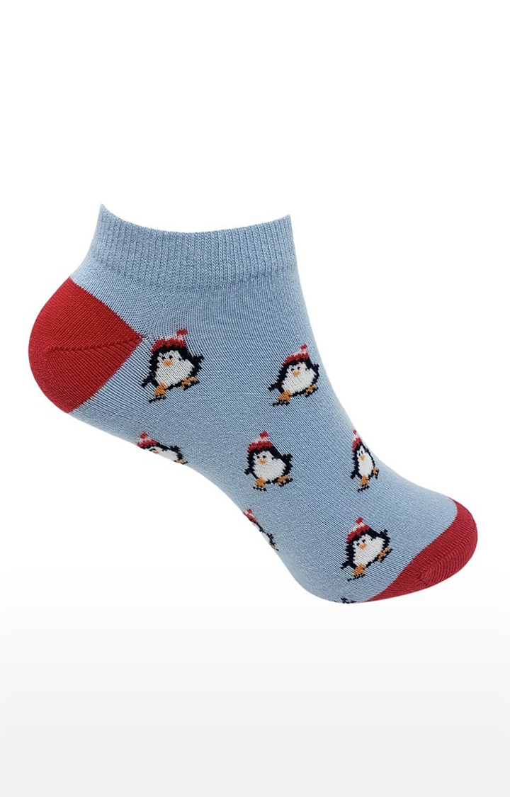 Mint & Oak | Mint & Oak Penguin Snuggles Blue Ankle Length Socks for Women