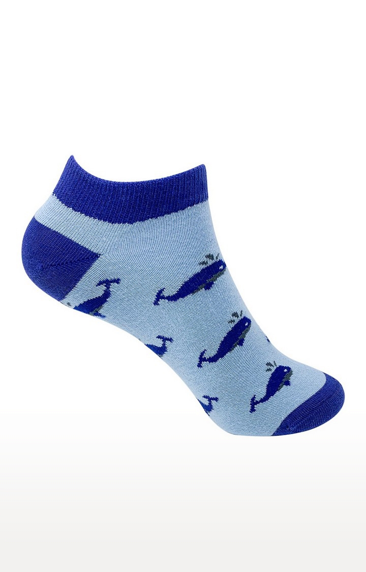 Mint & Oak | Mint & Oak Oh Whale Blue Ankle Length Socks For Women