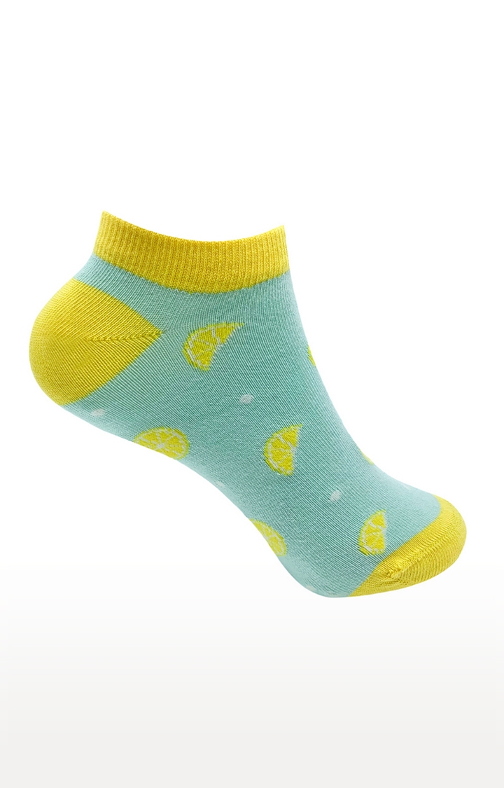 Mint & Oak | Mint & Oak Zesty Lemon Sea Green Ankle Length Socks for Women
